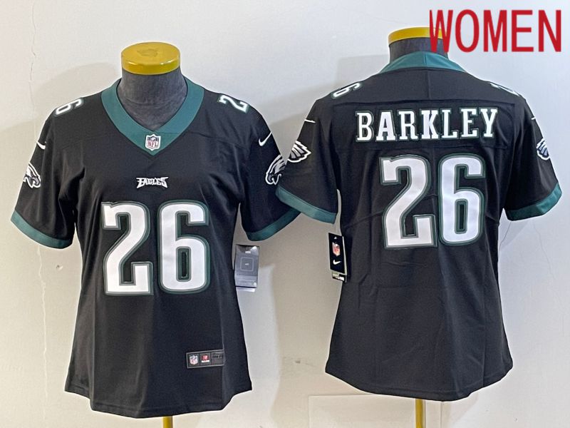 Women Philadelphia Eagles 26 Barkley Black New Nike Vapor Untouchable Limited NFL Jersey